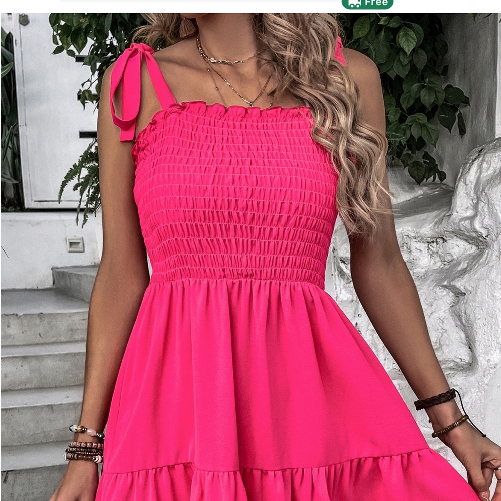 SHEIN tie shoulder ruffle hem cami dress